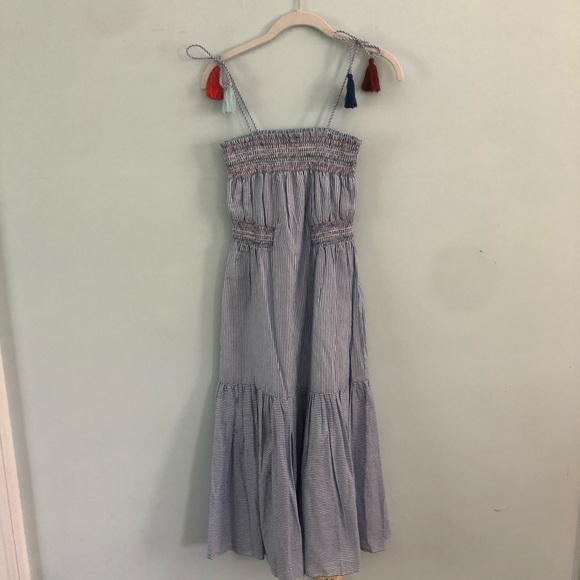 NWT Red Carter Smocked Ayala Blue & White Striped Midi Dress - Picture 5 of 8